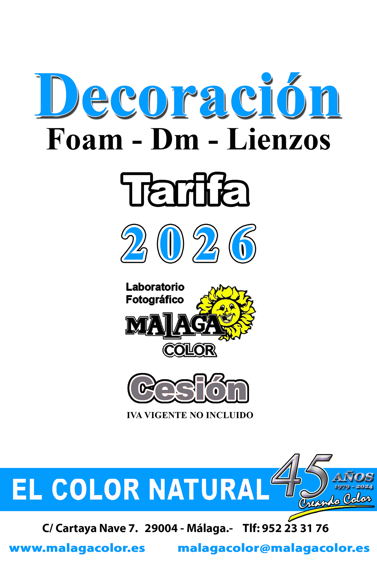 Tarifa Decoración 2026